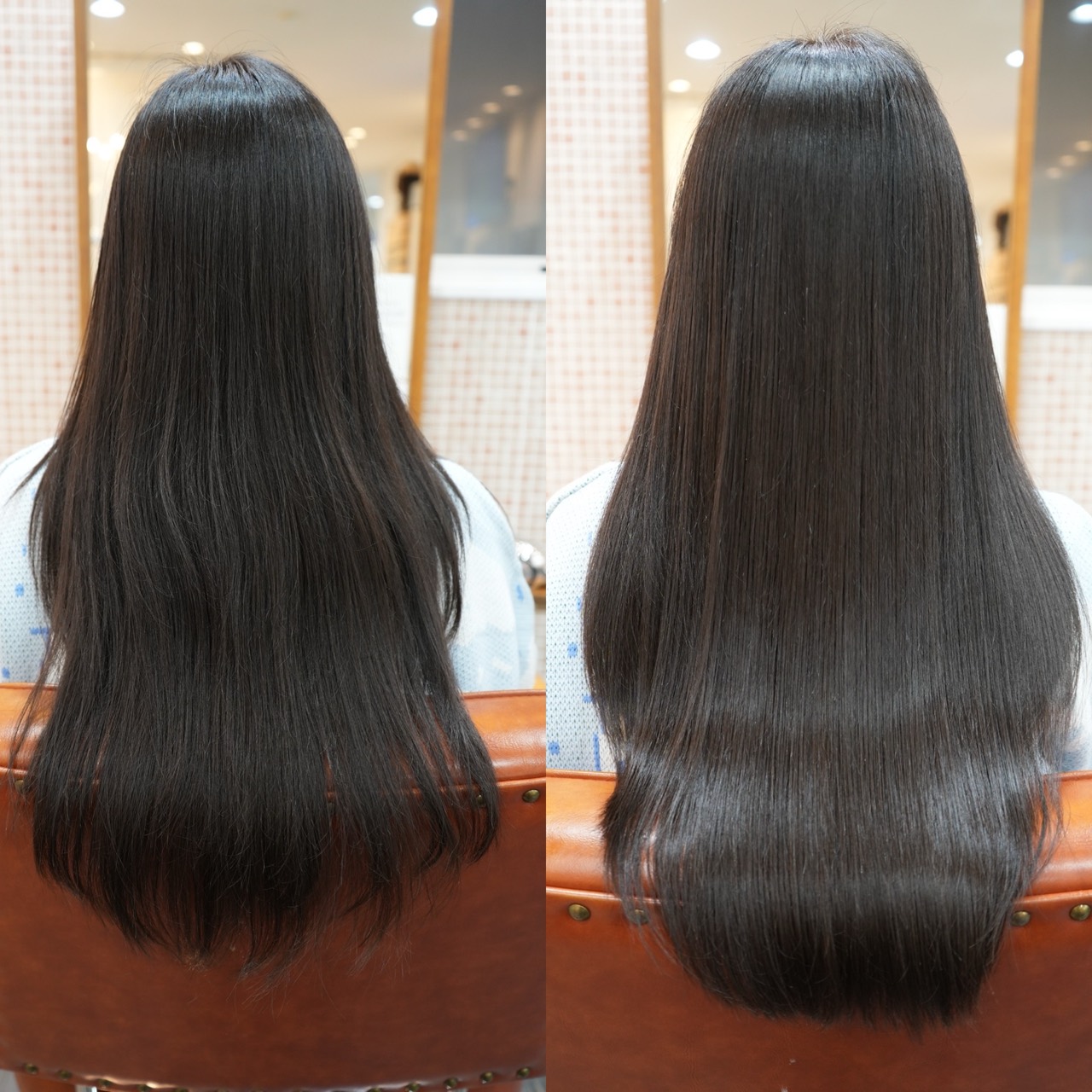 ロングヘアの施術前と施術後